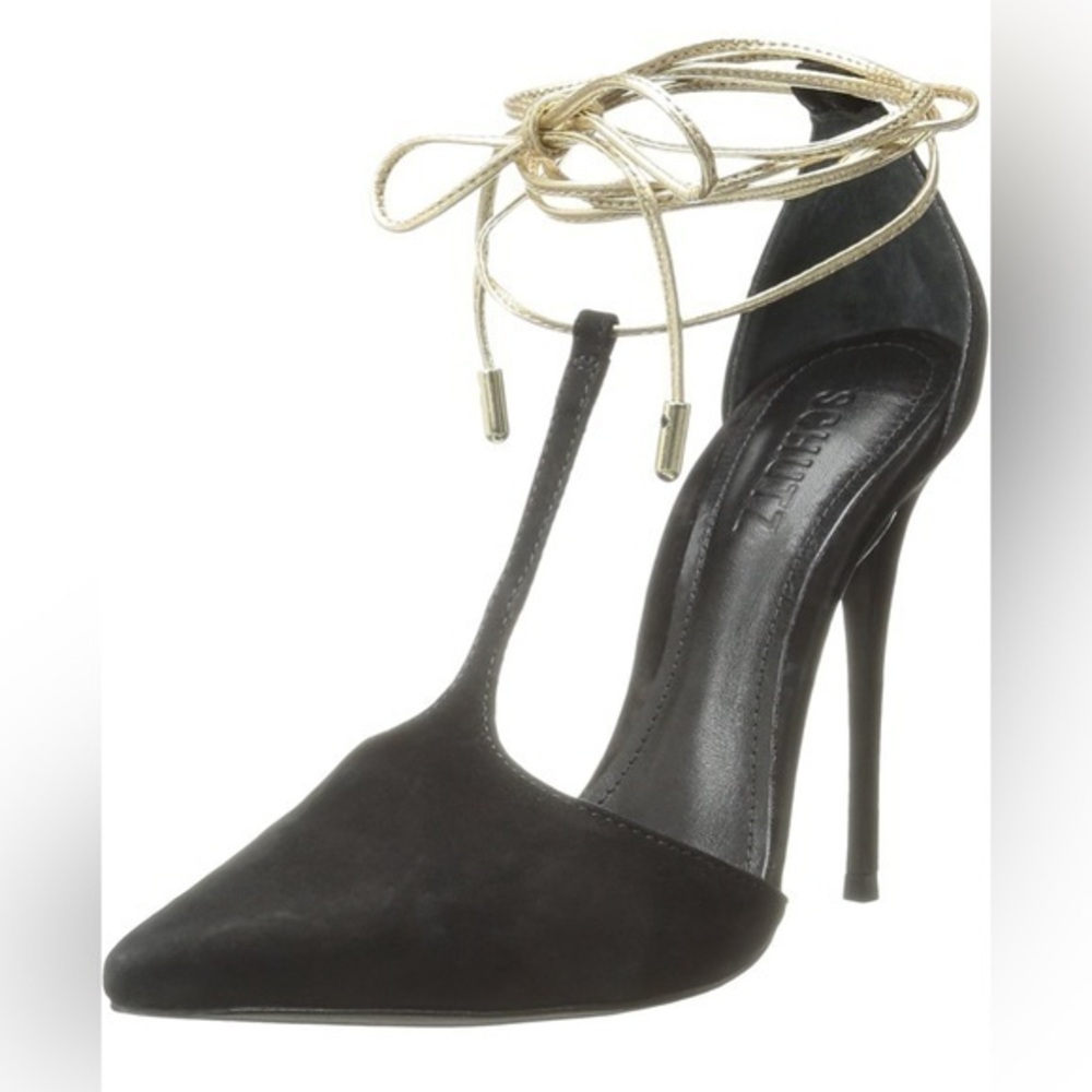 Schutz Women's MILEY Nobuck Dress Pump, Black 9.5